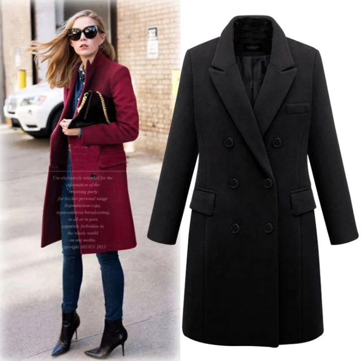 2020 wholesale new model fashion ladies winter jacket woolen overcoat ladies long coats for women
