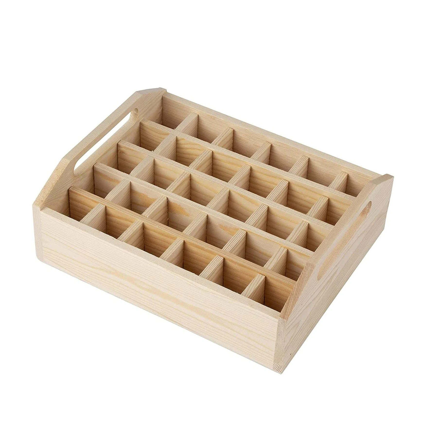 Wooden Essential Oil Box Organizer, Holds 30 Bottles,Rustic Wood Essential Oils Bottles Storage Rack Display Holder(8.5 x 3 In)