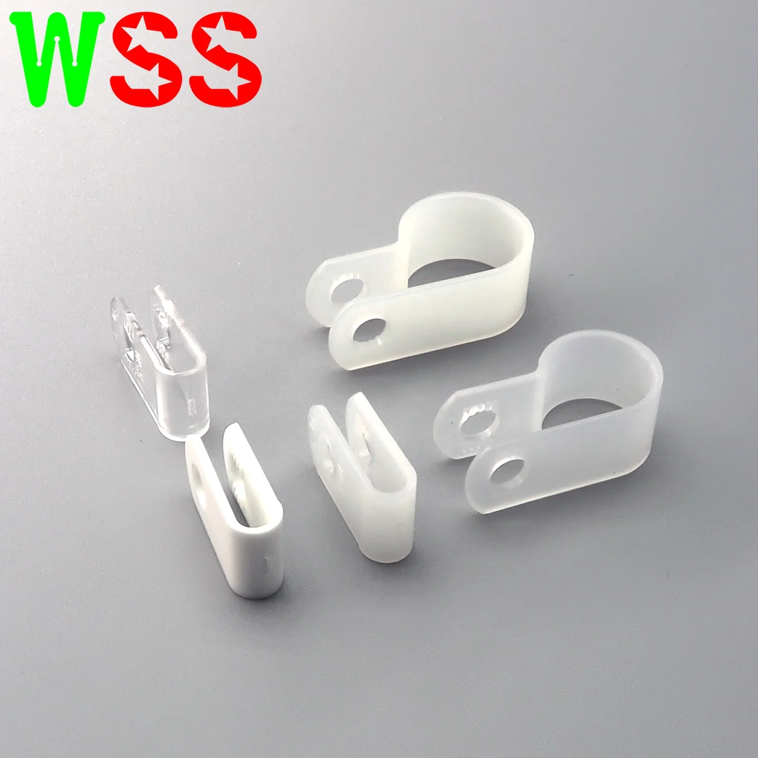 WSS Weichimei 1, 1-1/16, 1-1/4, 1-1/8 Inch R-Type Clip Cable Fastener Wire Clamp Nylon Screw Mounting Electrical Grip Wire Clips
