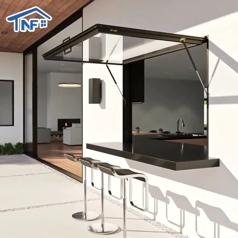 NF Kitchen Modern Aluminum Awning Window with Gas Strut Double Glazed Glass Swing Style for Enhanced Energy Efficiency Style