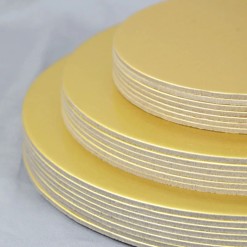 Disposable Diameter 12cm 16cm 18cm 20cm Golden Round Cake Board Circle Cardboard Base