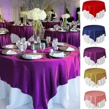 Square Tablecloth Overlay Smooth Fabric Tablecloth Satin Table Cover for Party Wedding Banquet Table Decoration