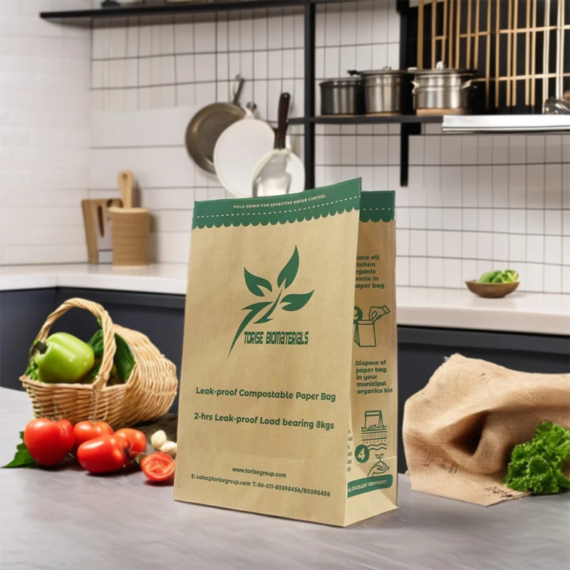 Kitchen Compostable Food Waste Bag 50 Pack 100% Paper Leak Resistant Liner Plastic Free Small Compostable Trash Bags