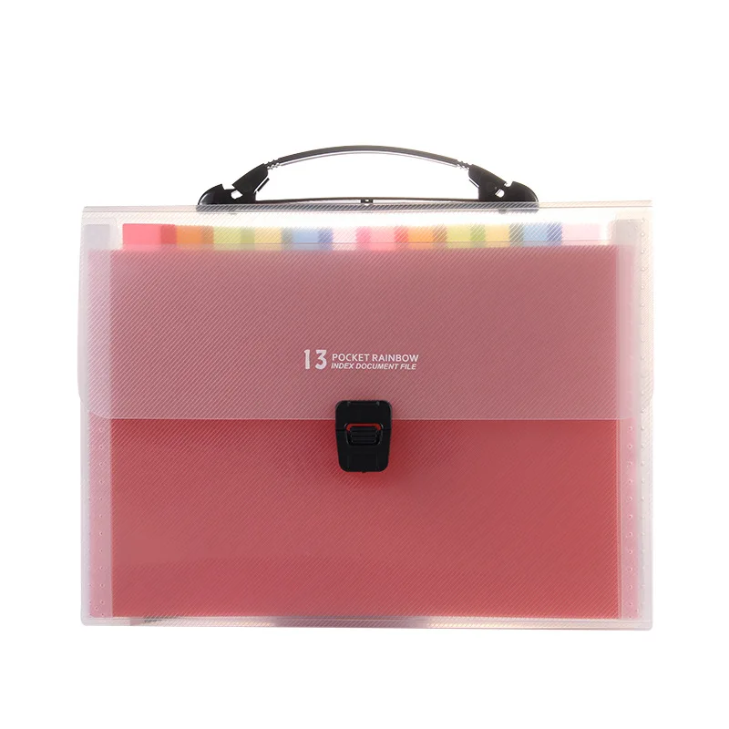 Rainbow A4 organ bag 13-grid multi-layer document bag  paper file folder storage information box