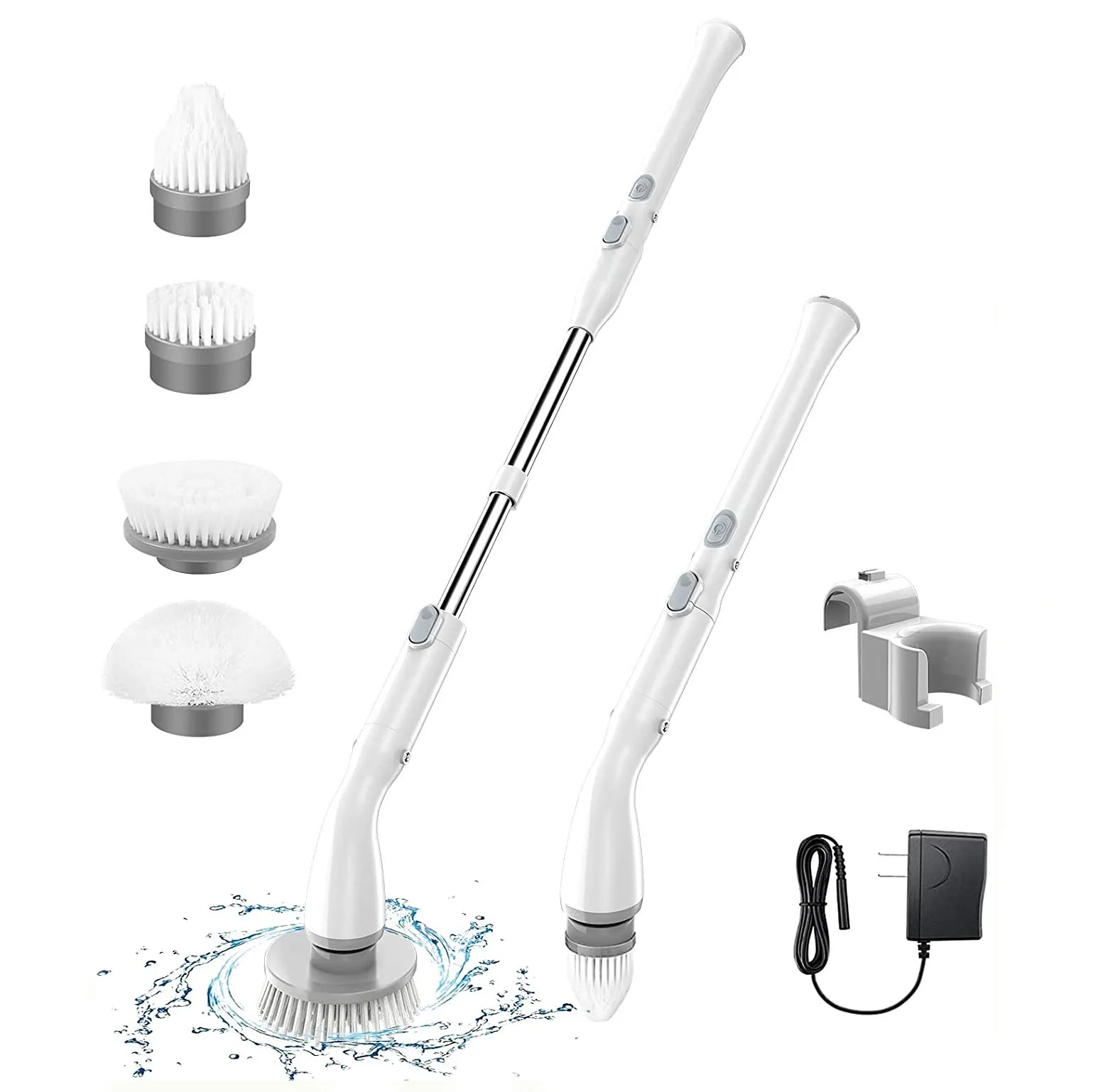 Portable Electric Spin Scrubber Power Bathroom Floor Scrubber Cordless Shower Electric Cleaning Brush Metal Squeegee Handle