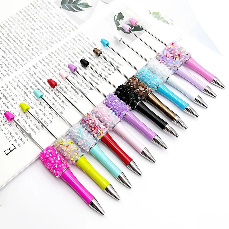 New Arrival Diy Creative Cartoon UV Colors Beaded Pens Visible Plastic Multi Color Pen Beadable Pen