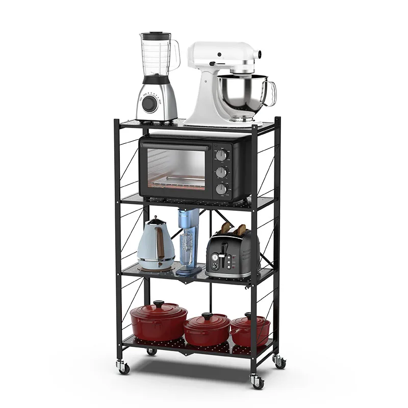 WIREKING большой емкости для хранения Шкаф Кухня 4-ярусный выставочный стенд металлическая складная рукоятка Хранение Полка кухонных приборов микроволновая печь
