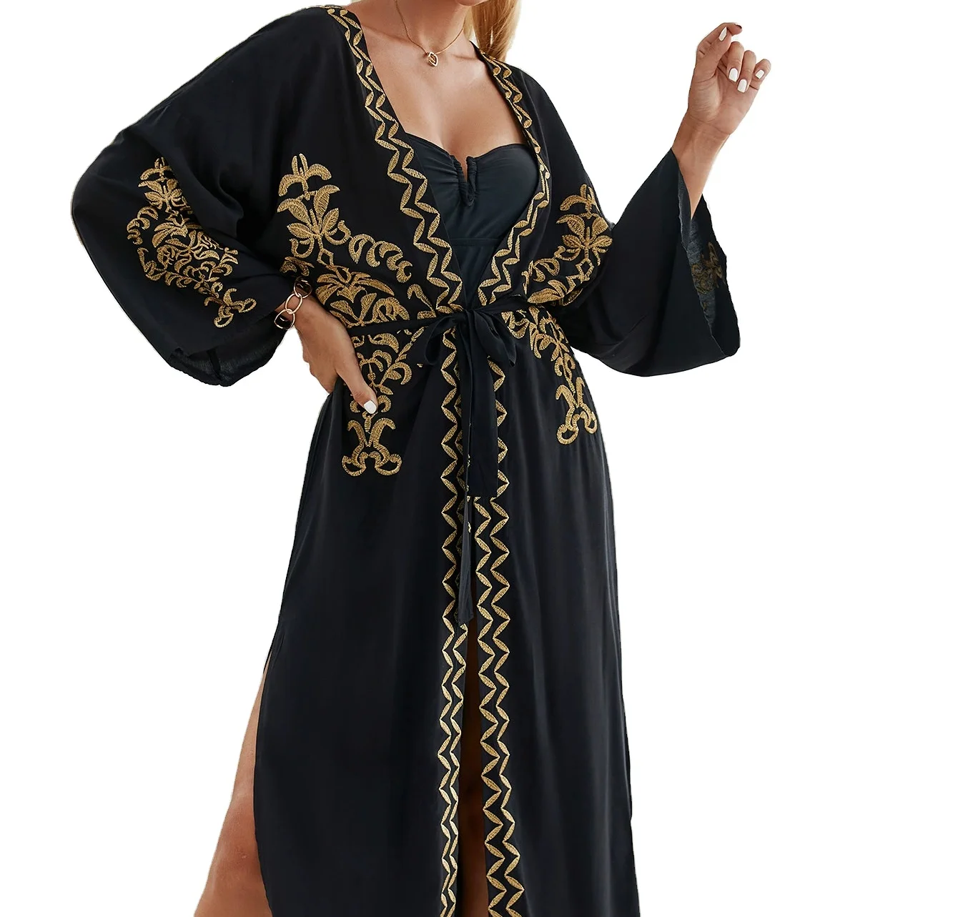 Plus Size Women One-piece Floral Print Breathable Loose Kimono Beachwear Kimono Cardigan