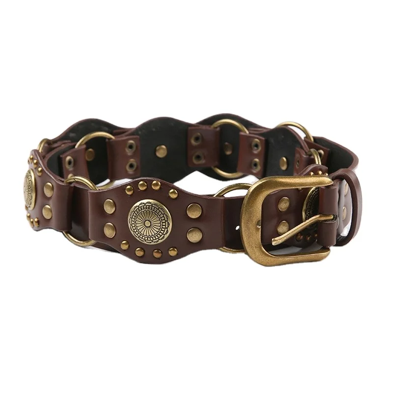 Custom Vintage Studs Concho Hot Girl Belt Western Cool pu leather Chain Belt