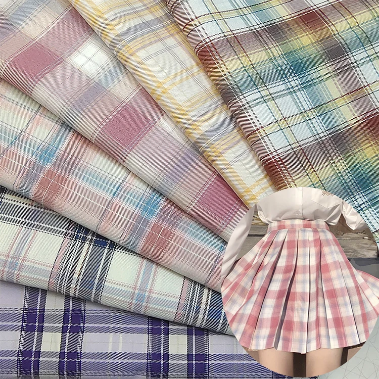 Spot cheap Christmas clothing fabrics Advantage 100% polyester yarn dyed plaid prom apparel fabric