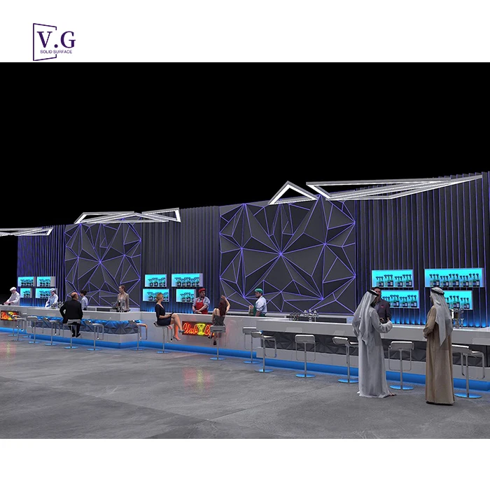 luxury bar interior design custom white Arab style high-end hookah shisha bar bar counter