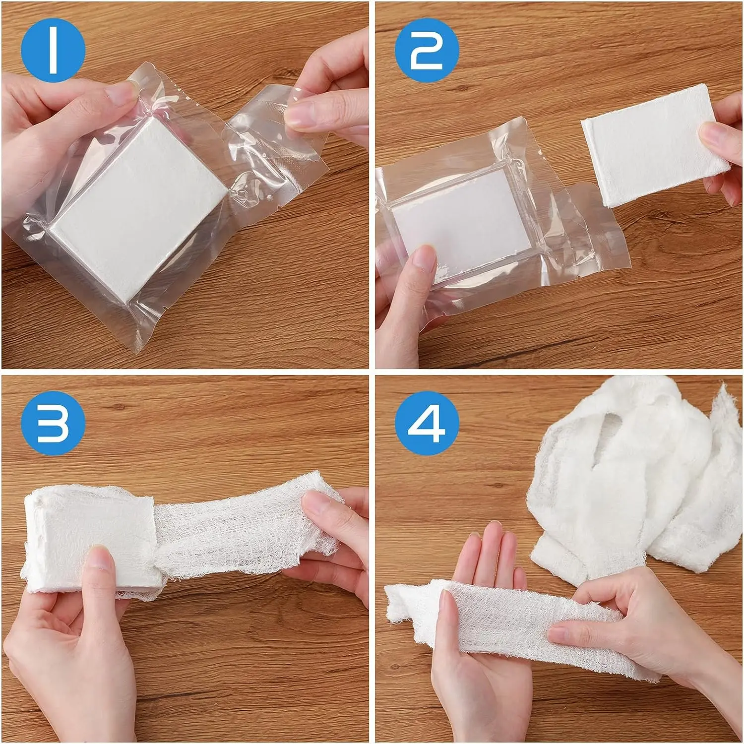 SJ Medical Wound Dressing Hemostatic Gauze Z Fold Chitosan Vacuum Compressed Cotton Non-Woven Bandage