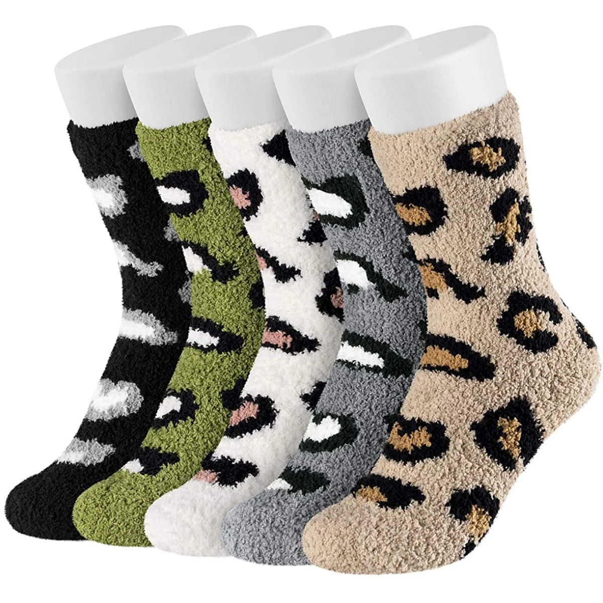 Easycosy Coral Fleece Women Winter Warm Fluffy Designer Leopard Indoor Floor Custom Female Casual Thick Socks