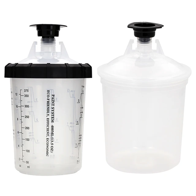 Widely Used 400ml for Car Refinishing Paint 125MIC 190MIC Automotive Plastic Spray Gun Cup Mixing Cups with Lid