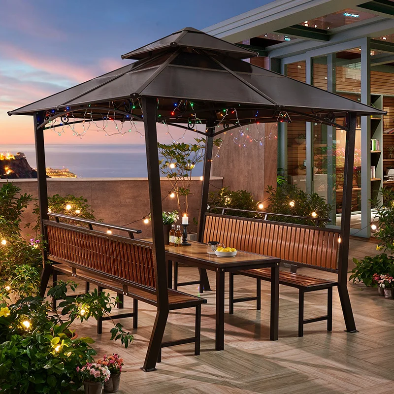 
Nordic Light luxury outdoor courtyard garden open roof leisure sunshade Pavilion 