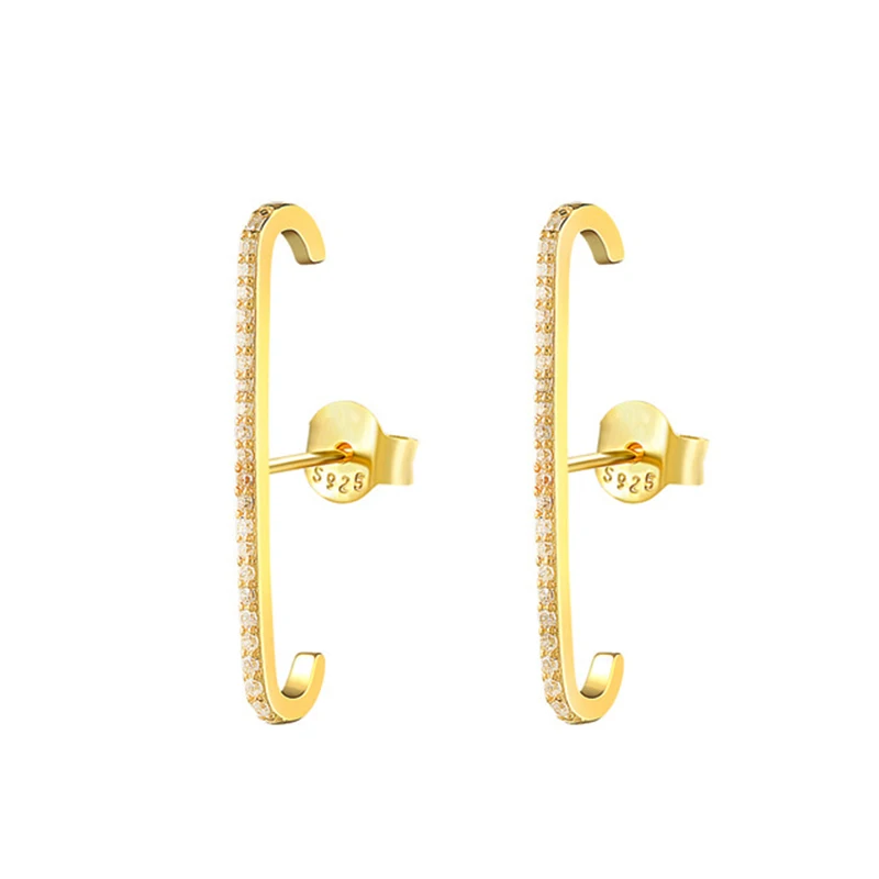 INS hot 925 sterling silver 18k gold plated one row cz ear cuff warp earrings women