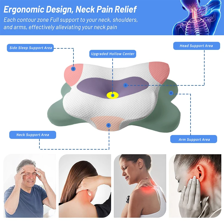 polyurethane high and low memory foam pillow ventilated health cervical neck roll memory foam pillow