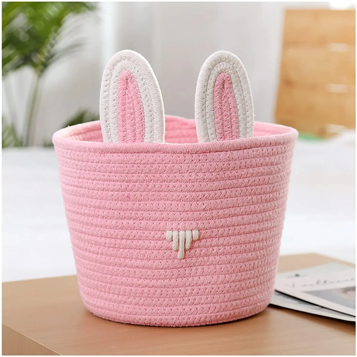 Cotton Rope Baskets Lovely Woven Storage Organizer Round Open Dish for Fruits Jewelry Keys Toys Nursery Candy Gift Kids Room