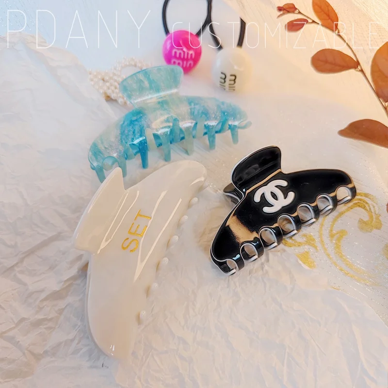 PDANY Original Factory Custom Supporting Large Black Acetate Hair Claw Clips