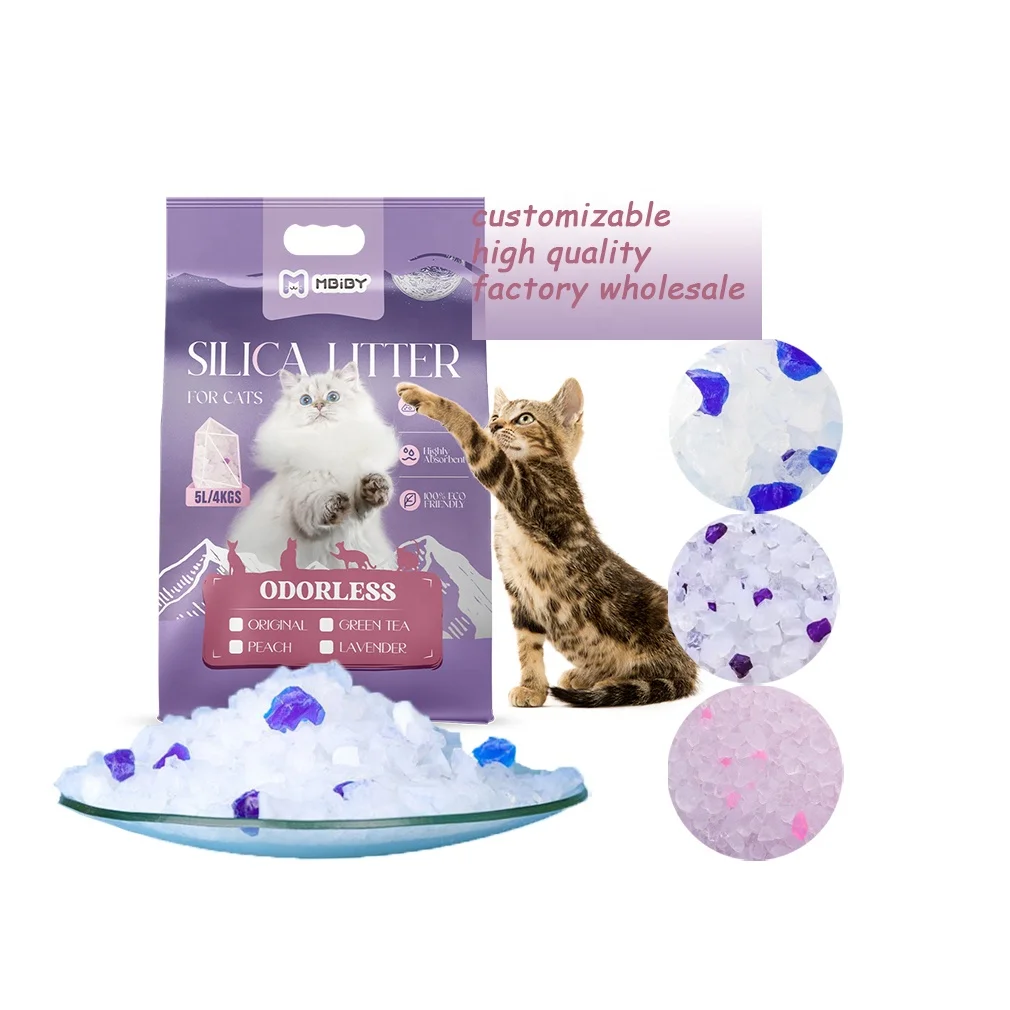Cat Litter Mbiby Factory Wholesale OEM Easy Clean Crystal Bulk Highly Absorbent Silica Gel Customization Silicagel for Cats