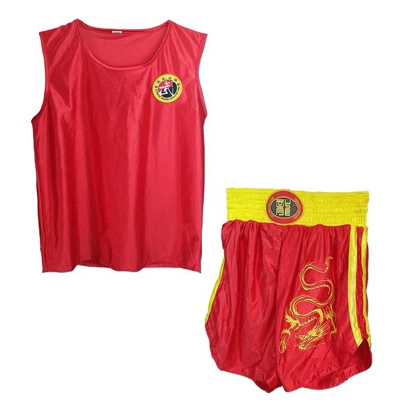 Custom  Sanda Uniform Blue Red BlackTraining Kung Fu Sanda Martial Arts Uniform