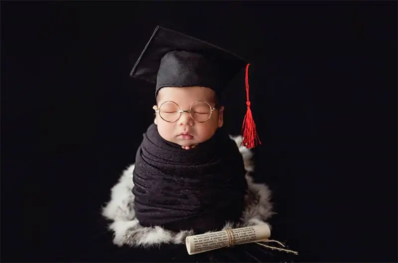 Newborn photography props full moon photo modeling children baby cute doctor hat studio photo book hat wrapped cloth theme