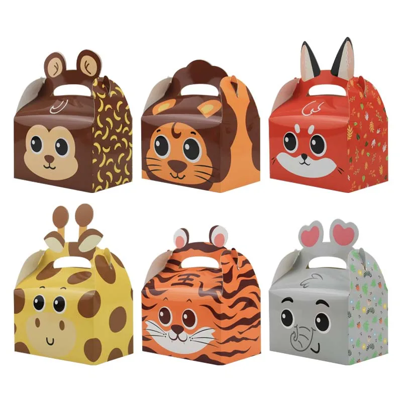 12Pcs Jungle Animals Party Favor Treat Box Candy Goodies Gift Boxes for Kids Birthday Baby Shower Party Decorations Supplies