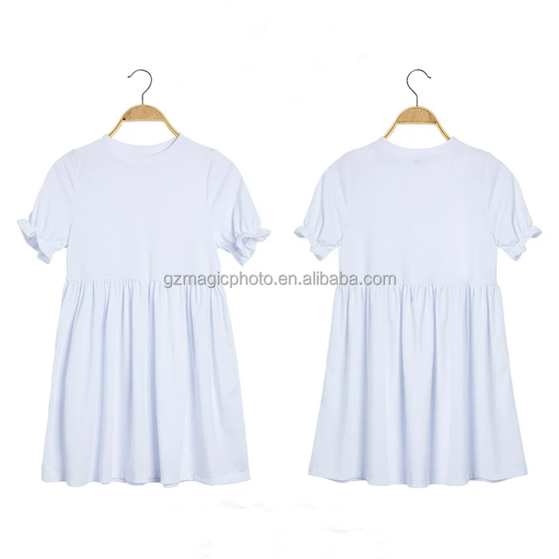 Sublimation Girls Dress Polyester Cotton Feeling Girls T-shirt Dress for Summer
