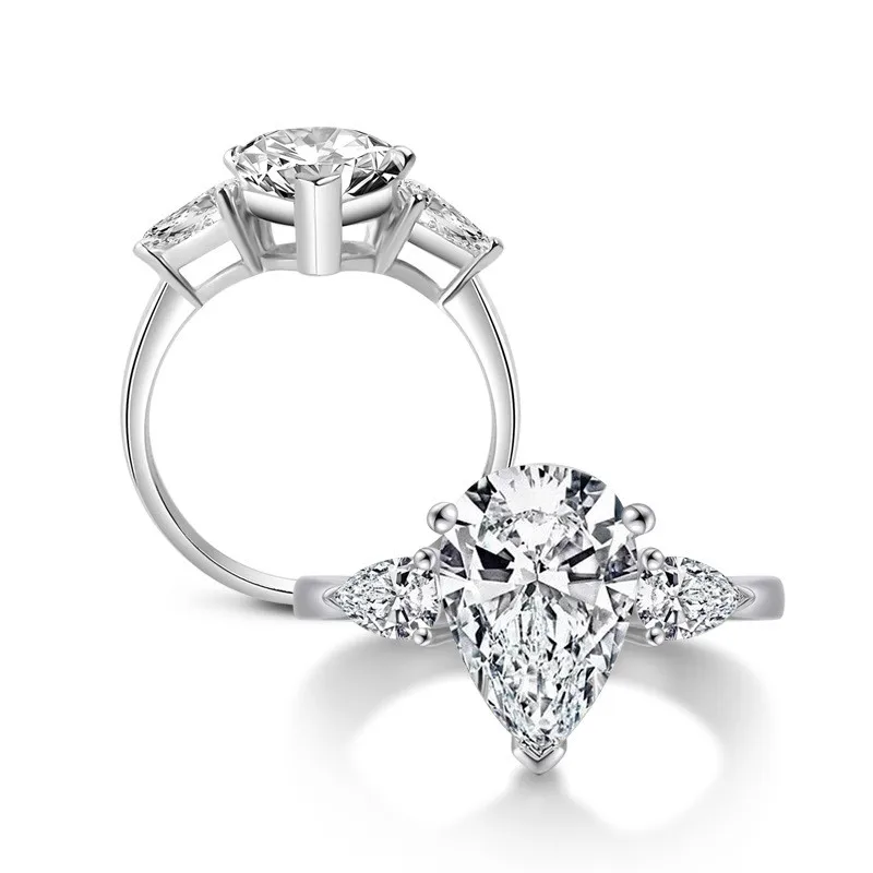 Dropshopping 2020 Jewelry wholesale women eternity 925 sterling silver platinum plated rings pear shaped diamond engagement ring