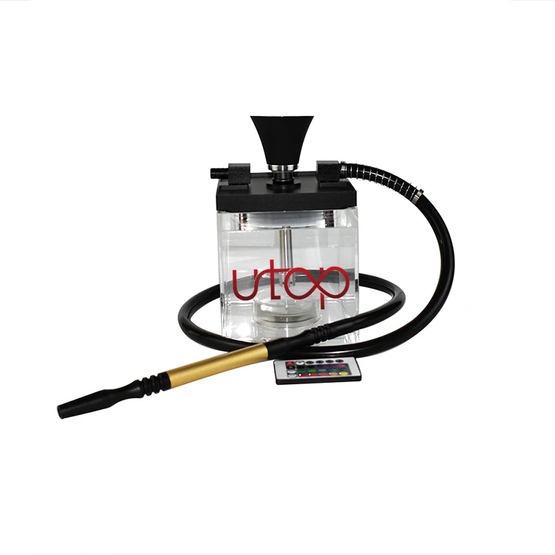 german Customizable customer logo High-end black aluminum plateTransparent Hookah square acrylic LED Acryl with Huka suit