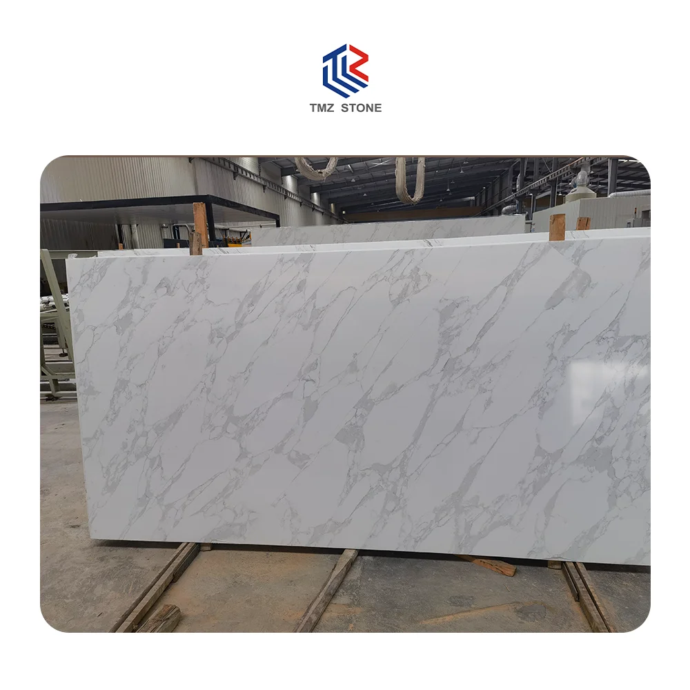 TMZ STONE ODM OEM Decorative Quartzo Artificial Quartz High Quality 6028 Calacatta Armani quartz for interior design