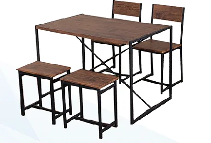 Cheap Wholesale Dining Table Set With 4 Chairs 6 Seaters Modern Metal Wooden Table Dining Room Set