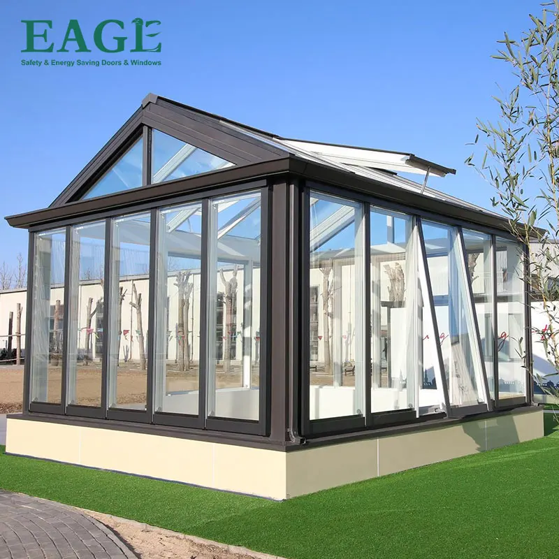 Aluminum outdoor glass house extension sun room with LOWE glass waterproof