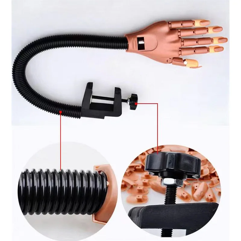 July Flexible Nail Art Practice Hand Bendable Nail Practice Hands Training kit with Tips Mannequin Hand for Nails