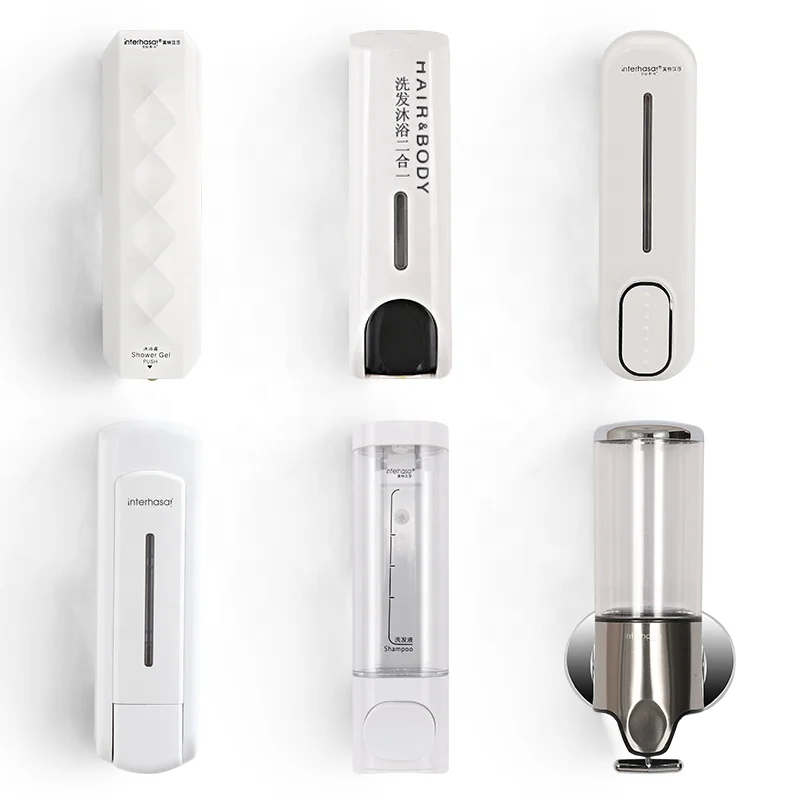 Hotel soap dispenser shower gel pump double liquid bathroom commercial manual kitchen wall mount shampoo and conditioner F7020