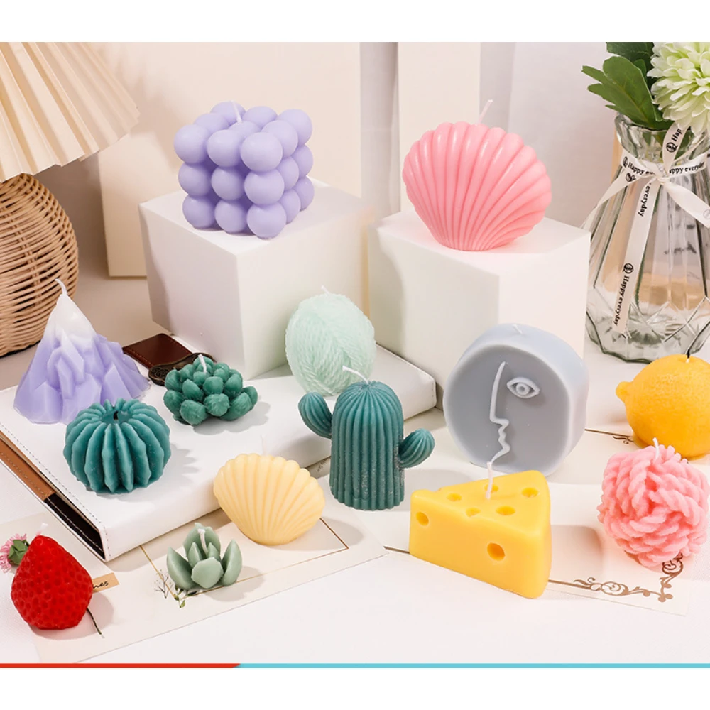 Wholesale smokeless aromatherapy candle modeling wax hand gift candle creative fruit aromatherapy handmade diy Soy wax