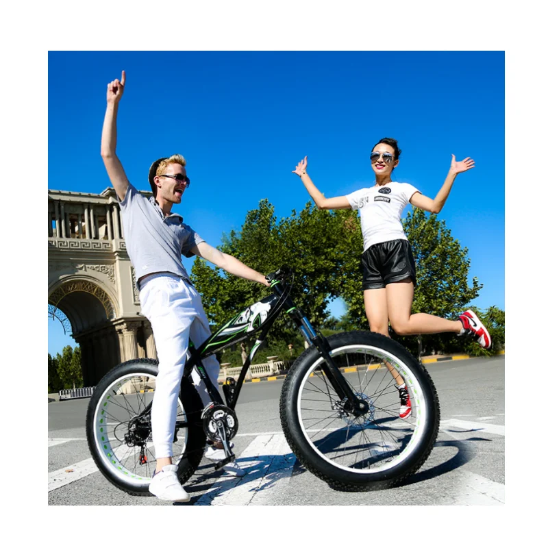 bicycle 26 inch carbon steel frame 30 speed cycle double disc brake carbon steel fat bike off road beach bike fat bike