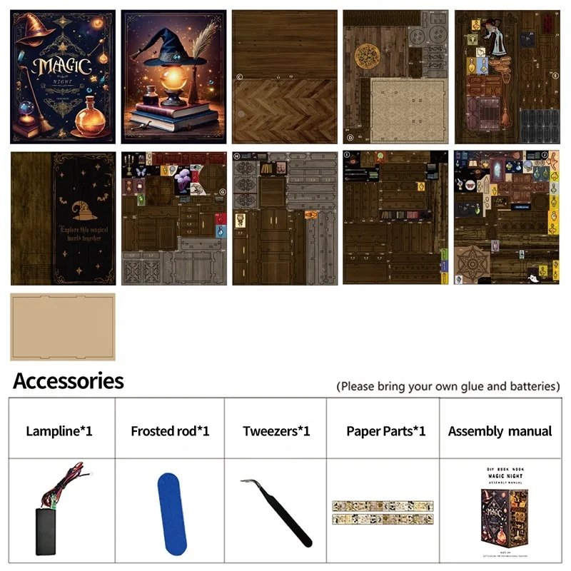 Best Selling Doll Houses Magic 3D Puzzle Wooden Bookshelf Nook Book Decoration Collectibles Book Nook for Christmas Gifts