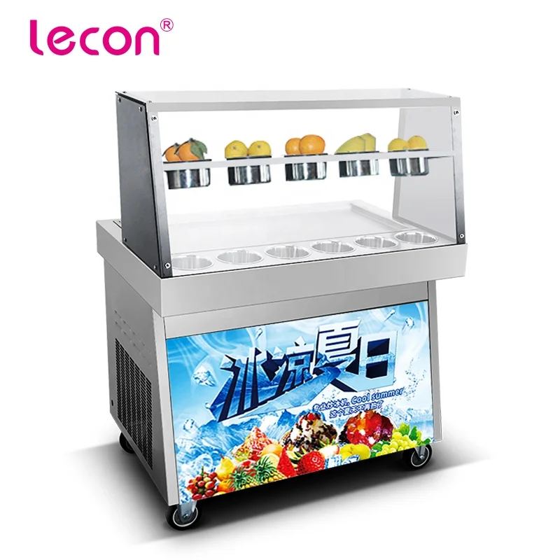 Commercial Double Compressor Thailand Fried Yogurt Ice Cream Roll Machine