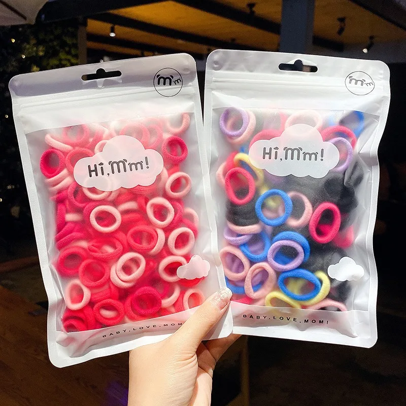 50Pcs Baby Elastics Hair Ties Candy Color Seamless Girls Ponytail Rubber Bands For Toddlers Girls