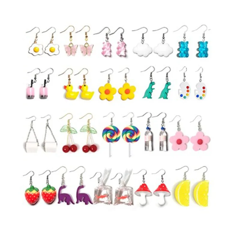 Gumy Bear 3D Bottles Water Bottle Jewelry Women Weird Goldfish Stud Bubble Earring Milk Tea Quirky Earrings