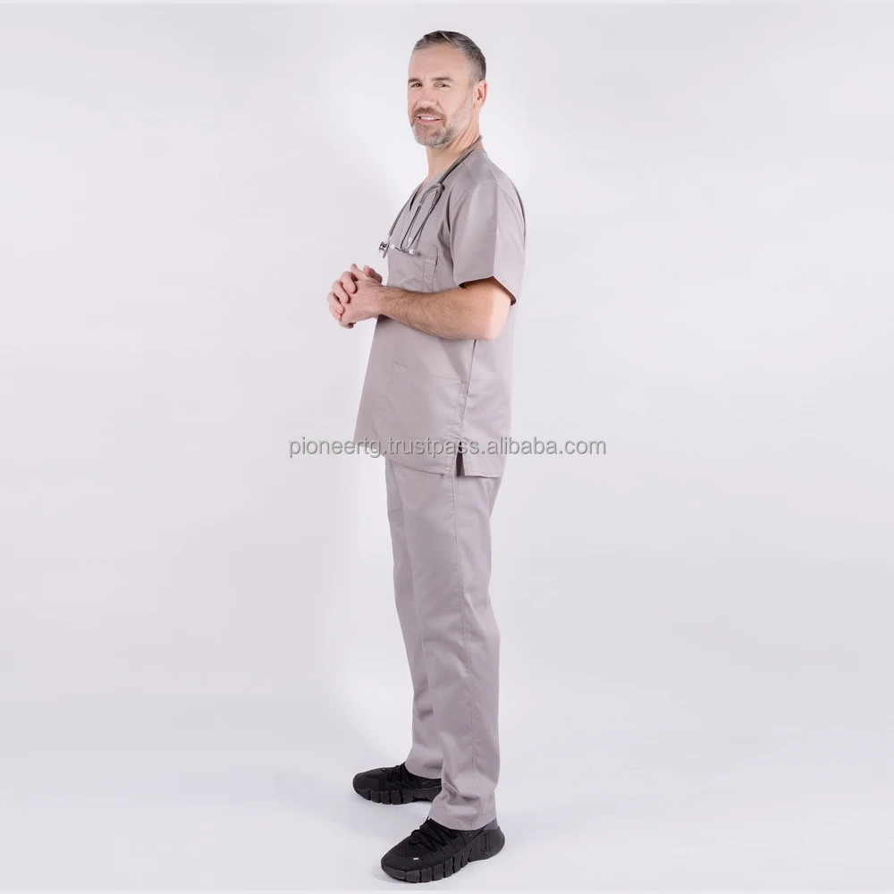 Anti Wrinkle Hospital Scrub Set for Men Polyester cotton fabric plain colour straight leg customized logo from Vietnam