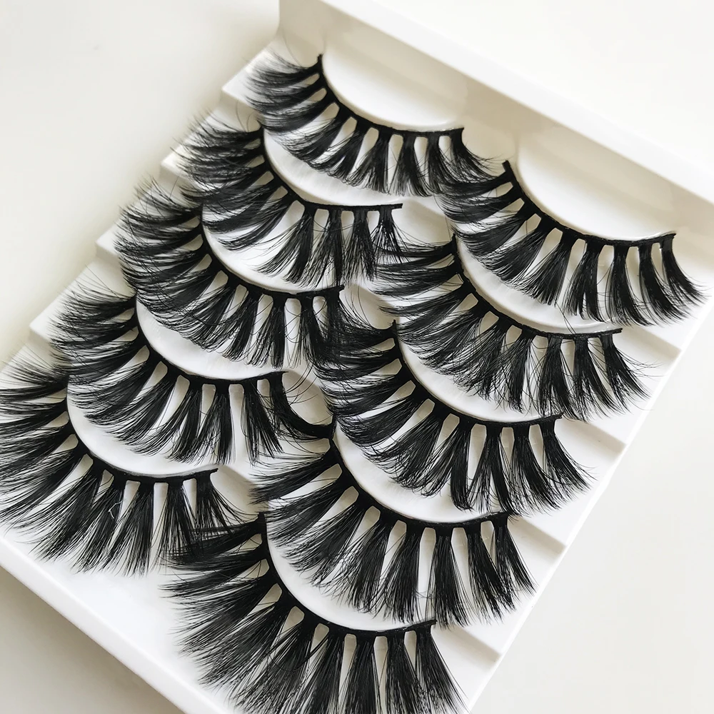 Low price wholesale eyelashes kit 100% hand made synthetic 5 pairs faux mink lashes