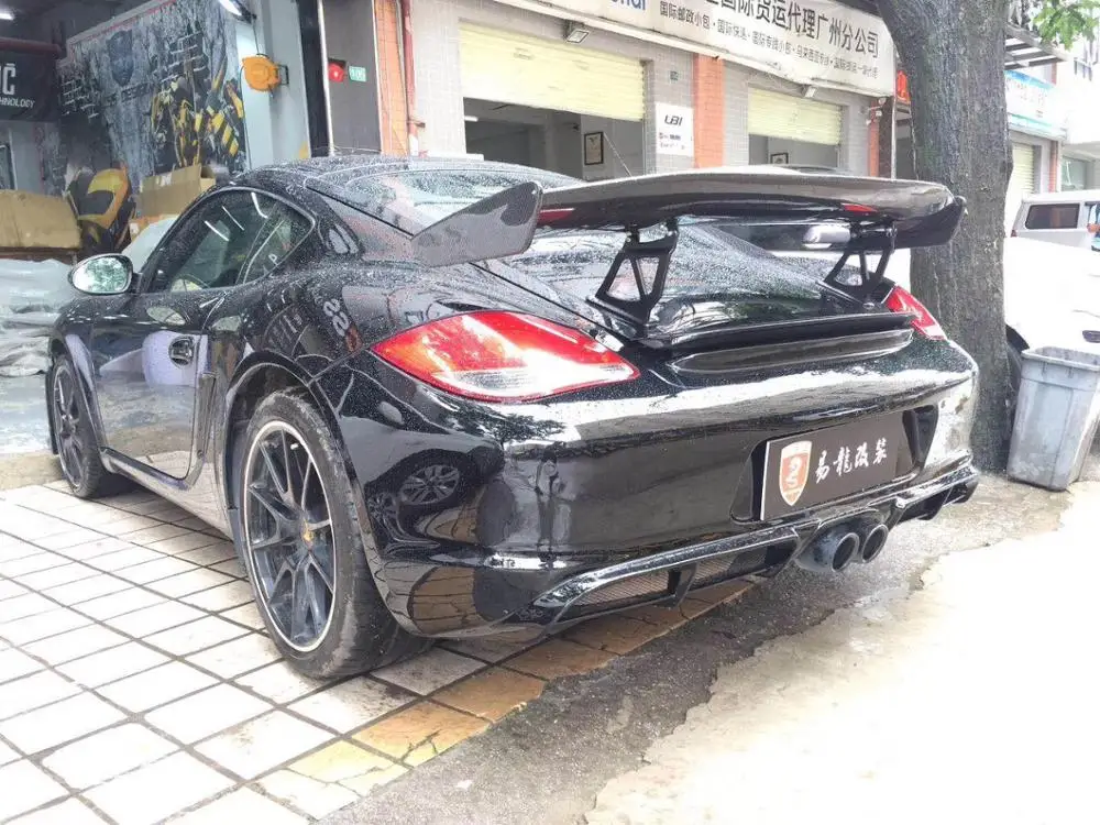 KM for Porsche 981 987 718 models FRP material  roof spoiler top wing rear spoiler