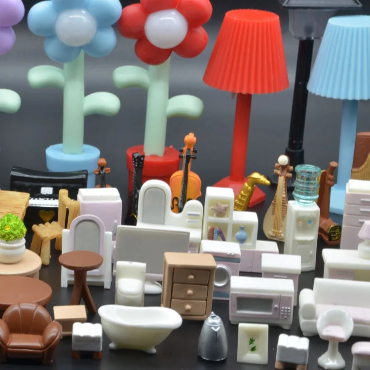 Resin Decor Toys Cute Micro Landscape Ornament Mini Dolls miniature doll house lamp bed chair sofa cabinet piano guitar computer
