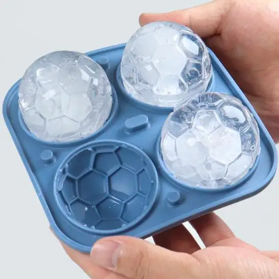 Custom design OEM/ODM football basketball shape ice cube ball tray silicone ice cubes molds with funnel