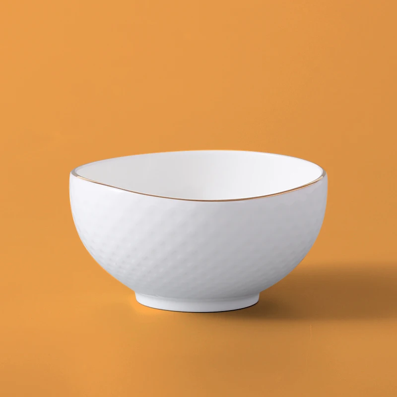 Домашняя посуда, товары для дома, посуда в скандинавском стиле, миска для риса, супа из костяного фарфора, керамическая миска с золотым ободом