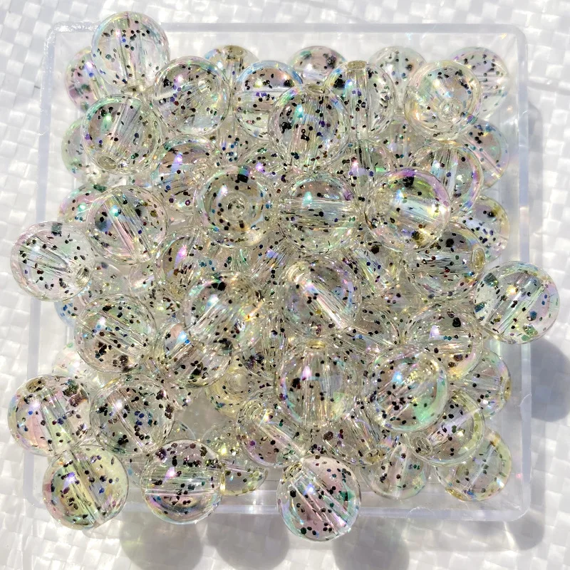 Retail Bulk Price Plastic Acrylic Transparent Glitter Beads for Chunky Baby Bracelet Necklace Making