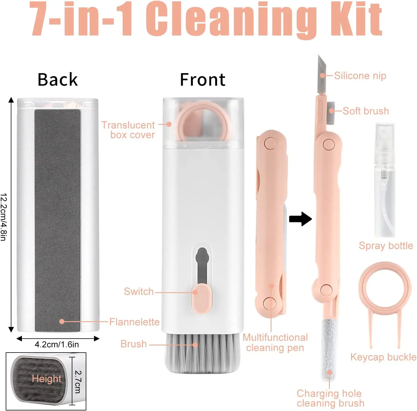 7 in 1 Electronic Cleaner Kit,2 Pack Multi-Function Soft Brush Cleaning Tools Kit for Cell Phone/PC/Lapto