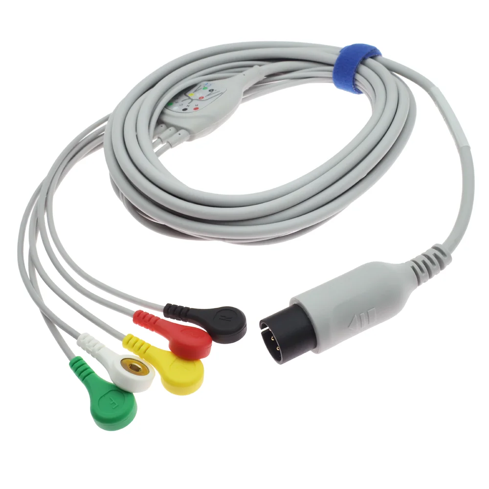 AAMI Universal Advanced 5-Lead ECG Cable Snap IEC EKG Cable Medical Consumables